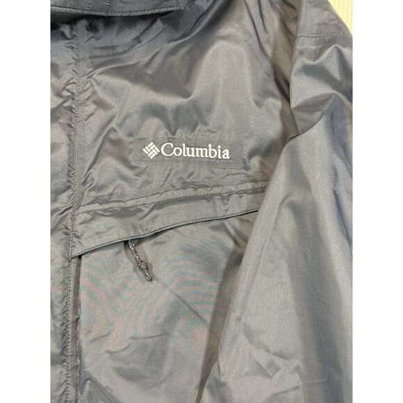 Columbia Jacket Mens Large Black Omni-Tech Waterproof Hooded Rain Coat Shell - Picture 4 of 12